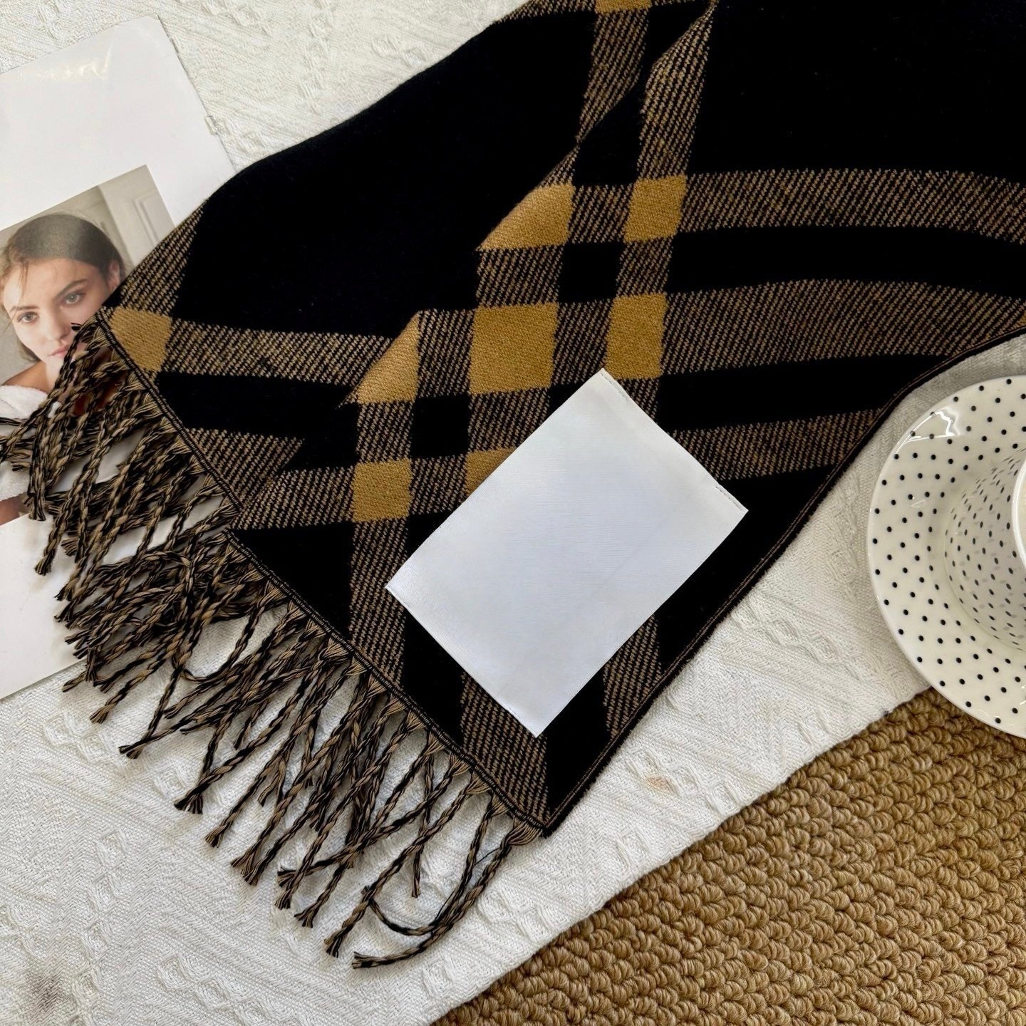 T588-791 Autumn and winter plaid scarf imitation cashmere double-sided thickened plaid
