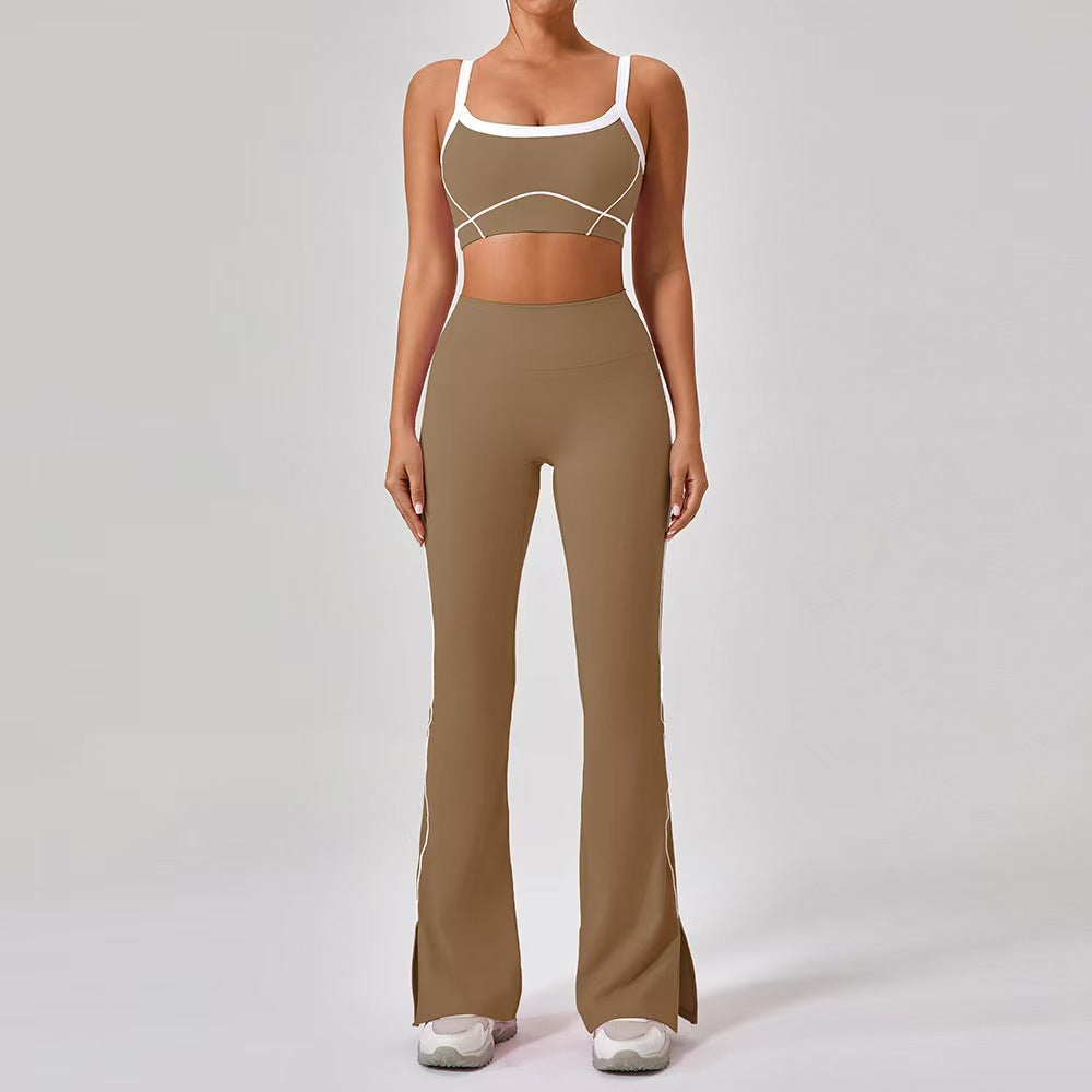 T588-214 Shoulder straps, contrasting colors, pants, shorts, yoga clothes, camisoles, fitness clothes