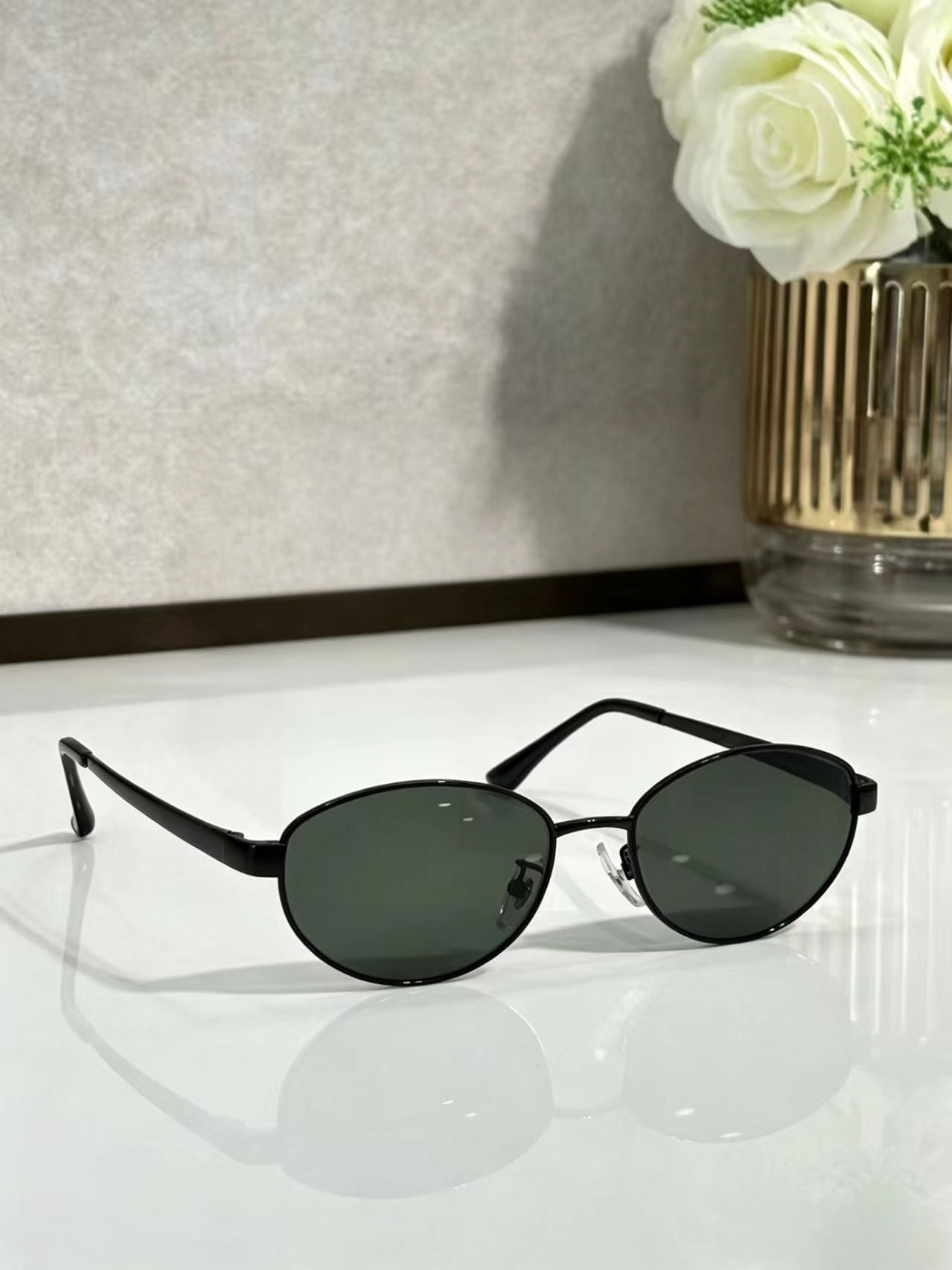 Retro oval frame sunglasses with a high-end and versatile feel E1268