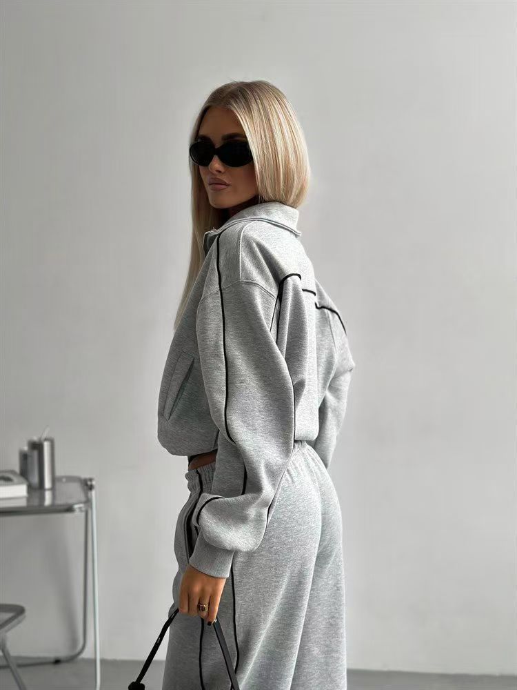 T588-772 Women's zipper cardigan jacket sportswear set