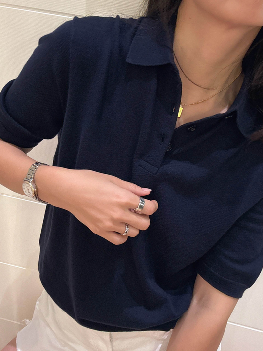 Collar fine button knit sweater E1260