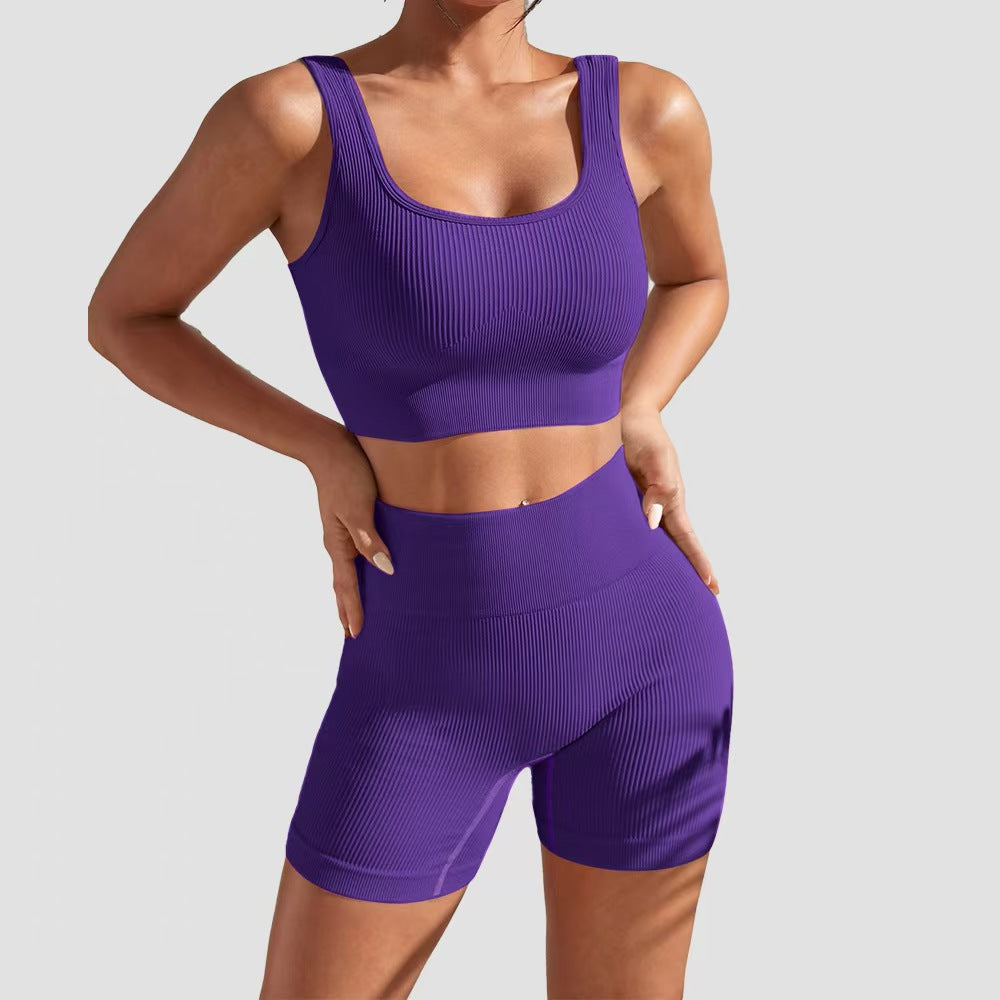 T588-998 Yoga fitness tight fitting short sleeved shorts set