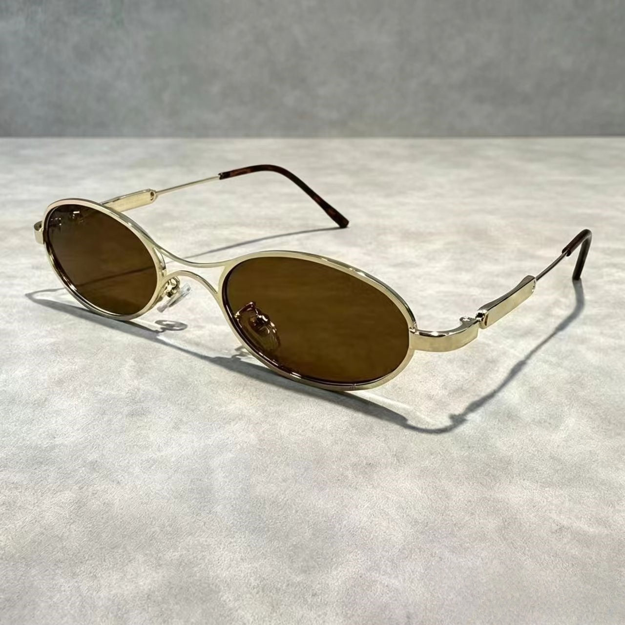 Personalized design of metal oval double beam sunglasses E1275