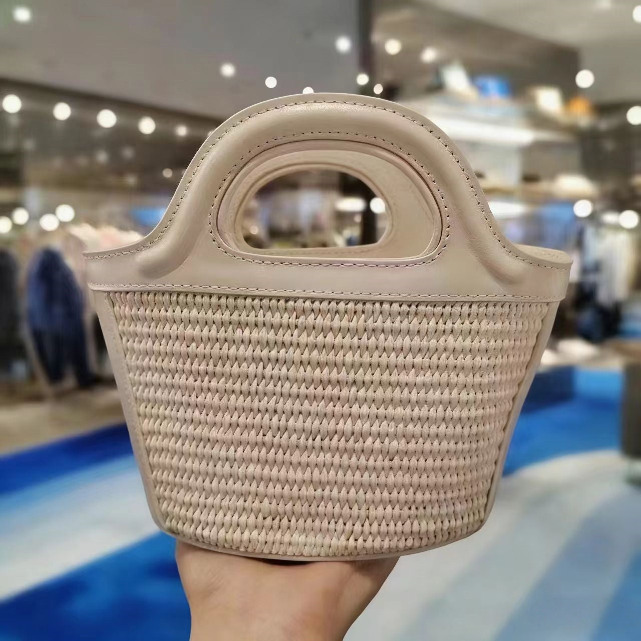 T588-1067 High appearance hand-held woven vegetable basket single shoulder handbag