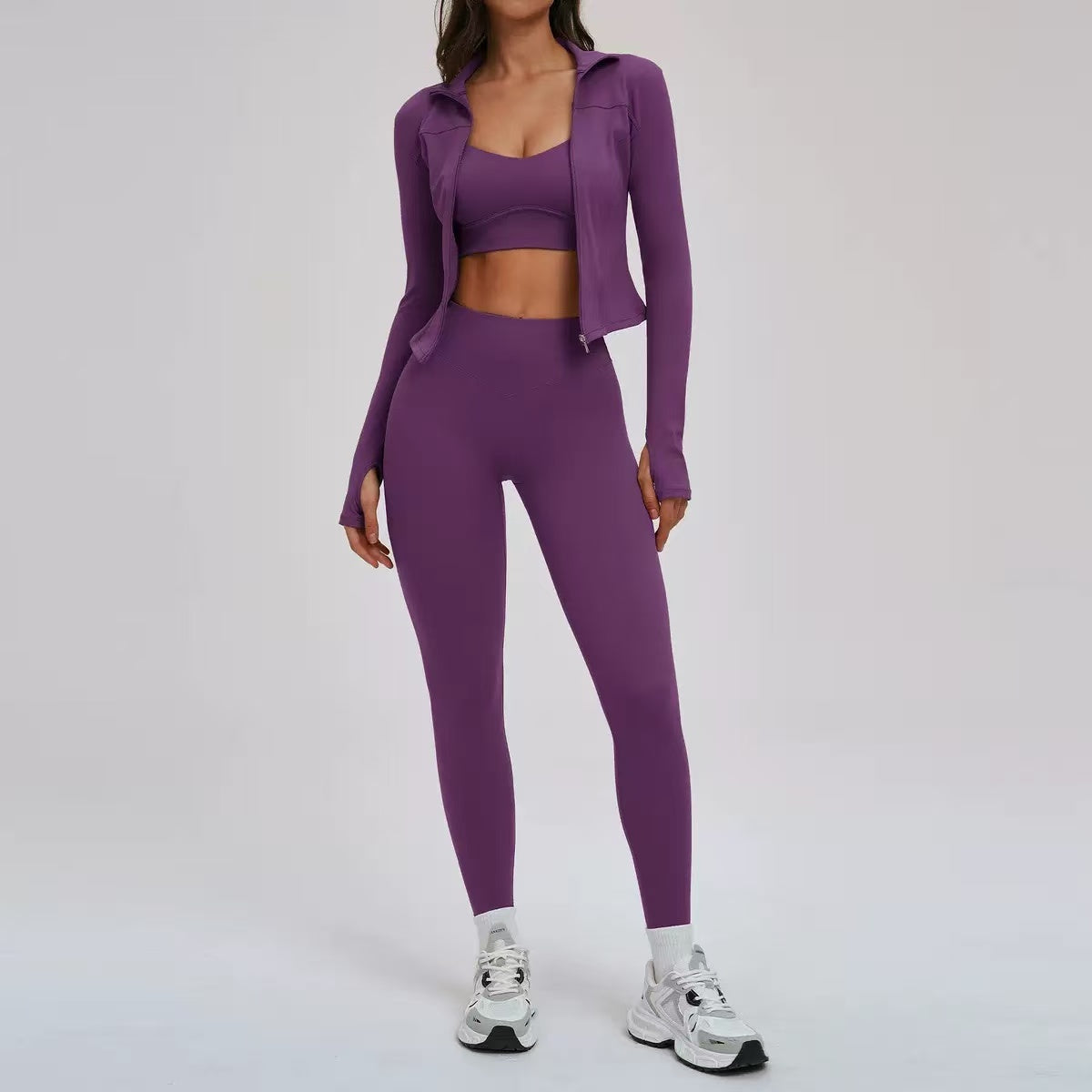 T588-909  Women's Yoga Tight Outdoor Exercise 3-Piece Set