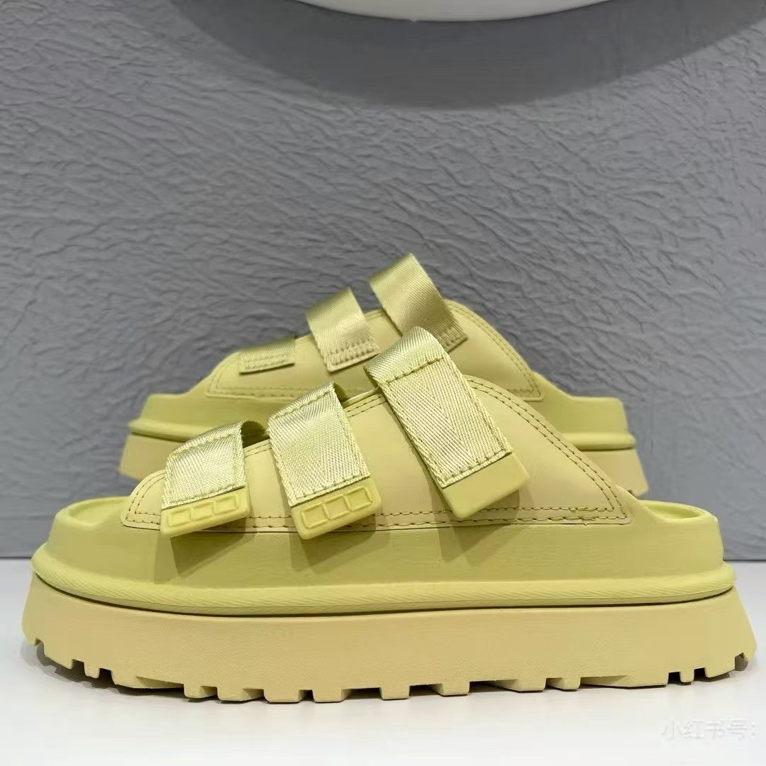 T588-992  Thick soled comfortable height increasing Velcro casual slippers