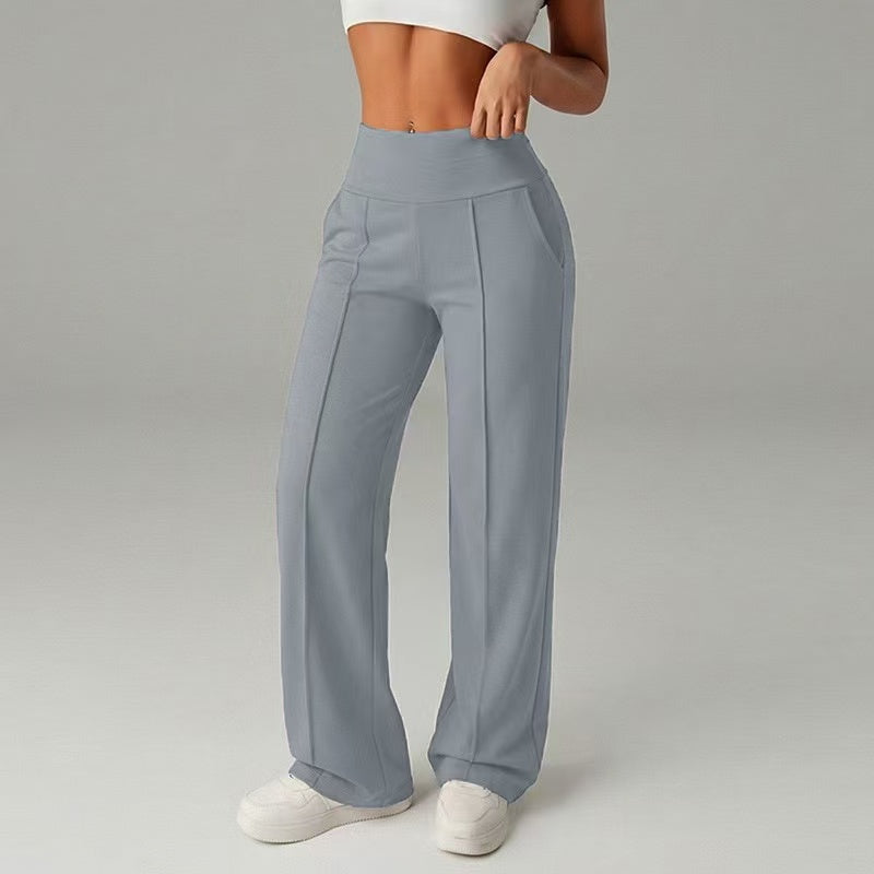 Drawstring tied solid color casual pants  E1270