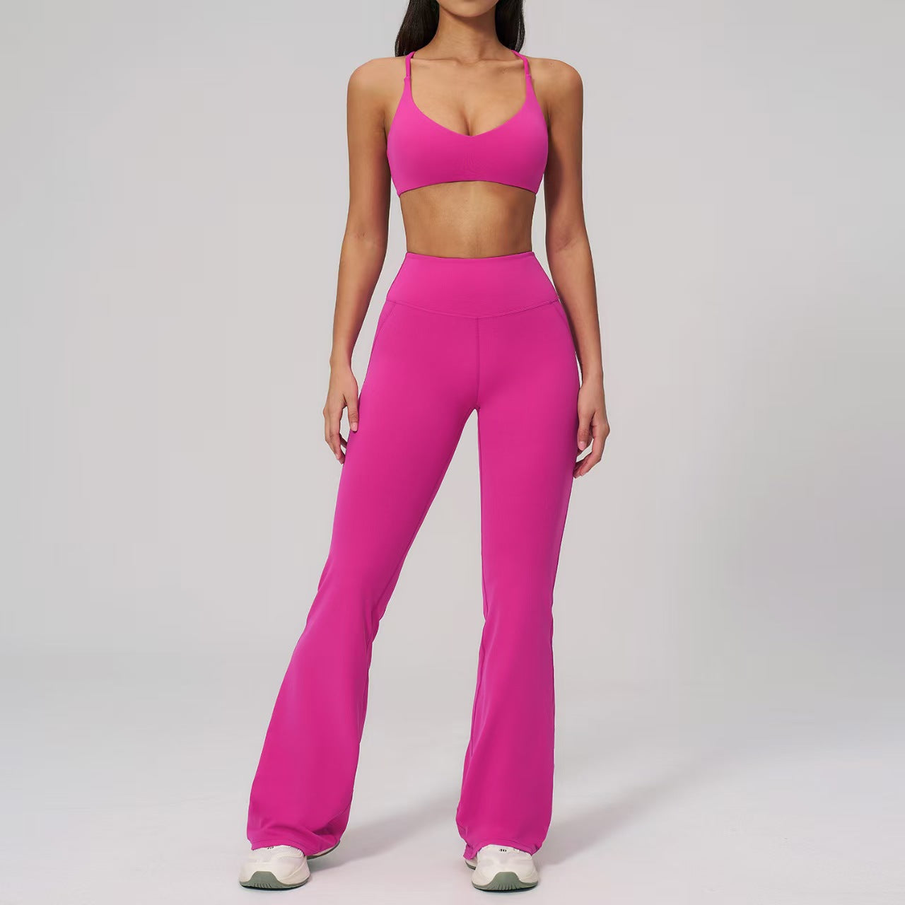 T588-1146   Backless yoga suit set, neck hanging tight quick drying sportswear
