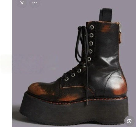 T588-854 Thick soled women's lace up boots