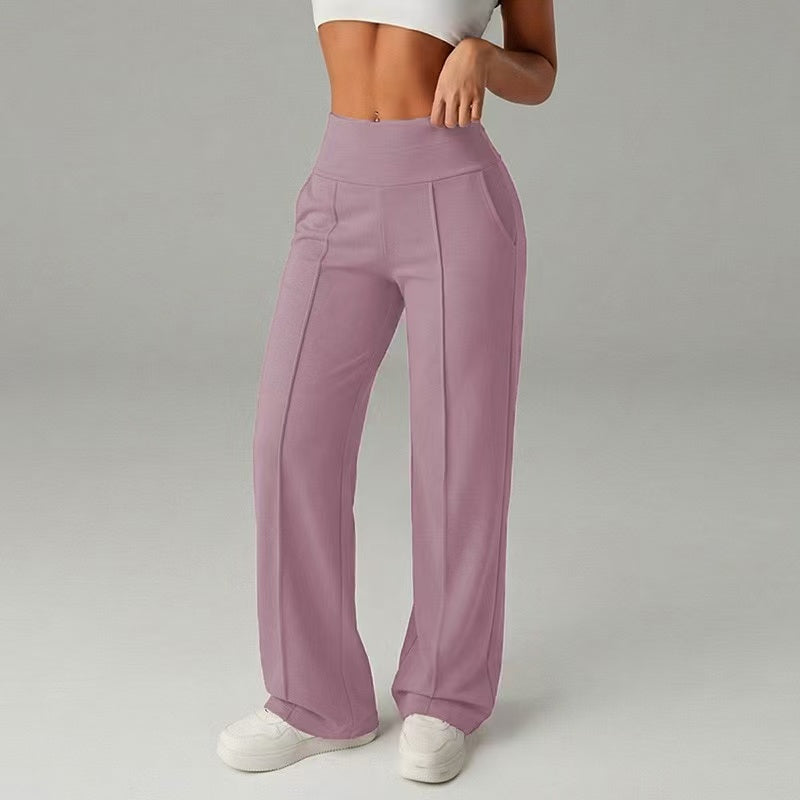 Drawstring tied solid color casual pants  E1270