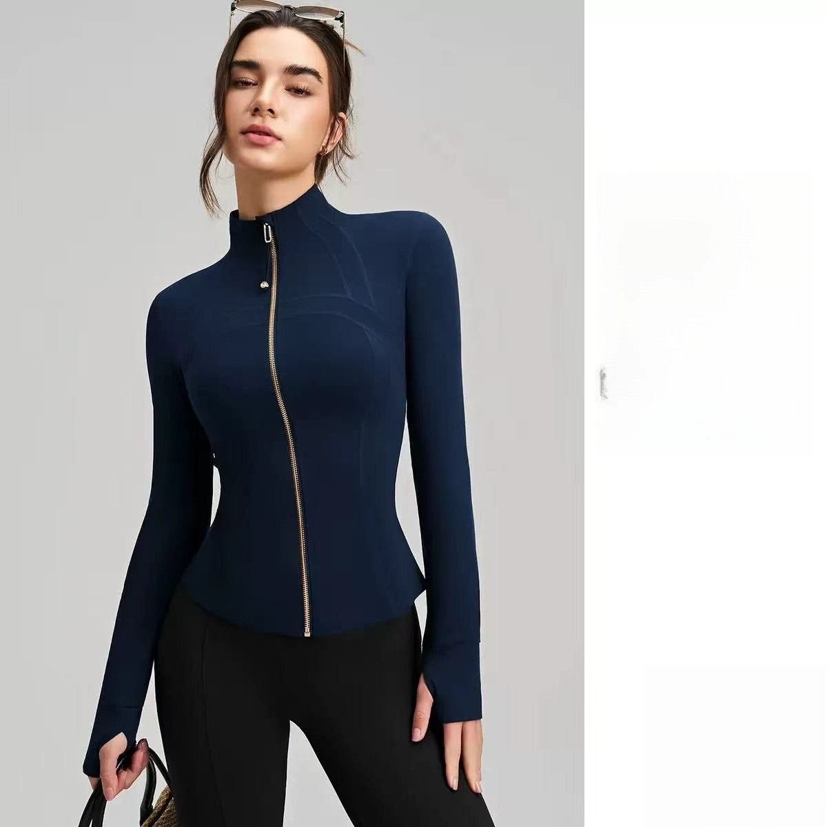 T588-1081 New sports jacket slim fit yoga top long sleeved