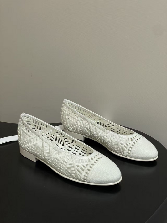 Hollow out single shoe versatile woven flat bottom  E1283