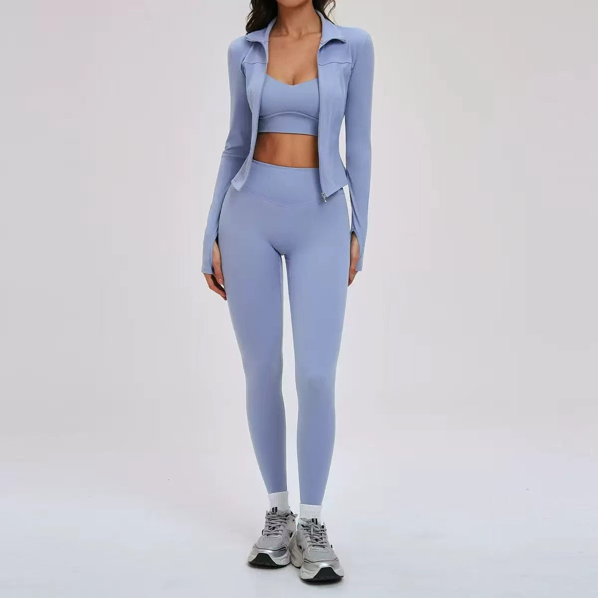 T588-909  Women's Yoga Tight Outdoor Exercise 3-Piece Set