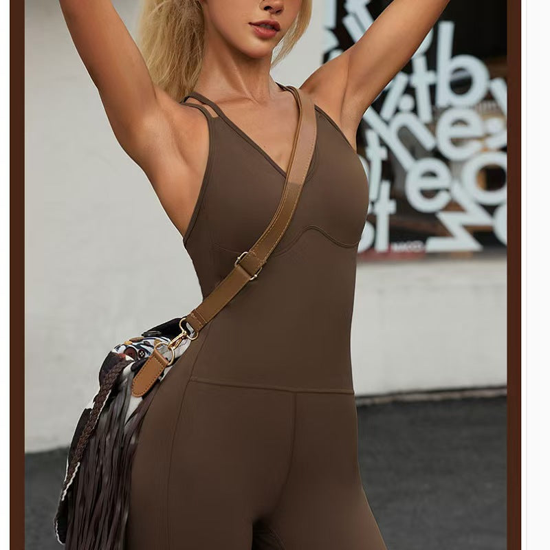T588-993    One piece yoga clothing set, one-piece sports tight running suit