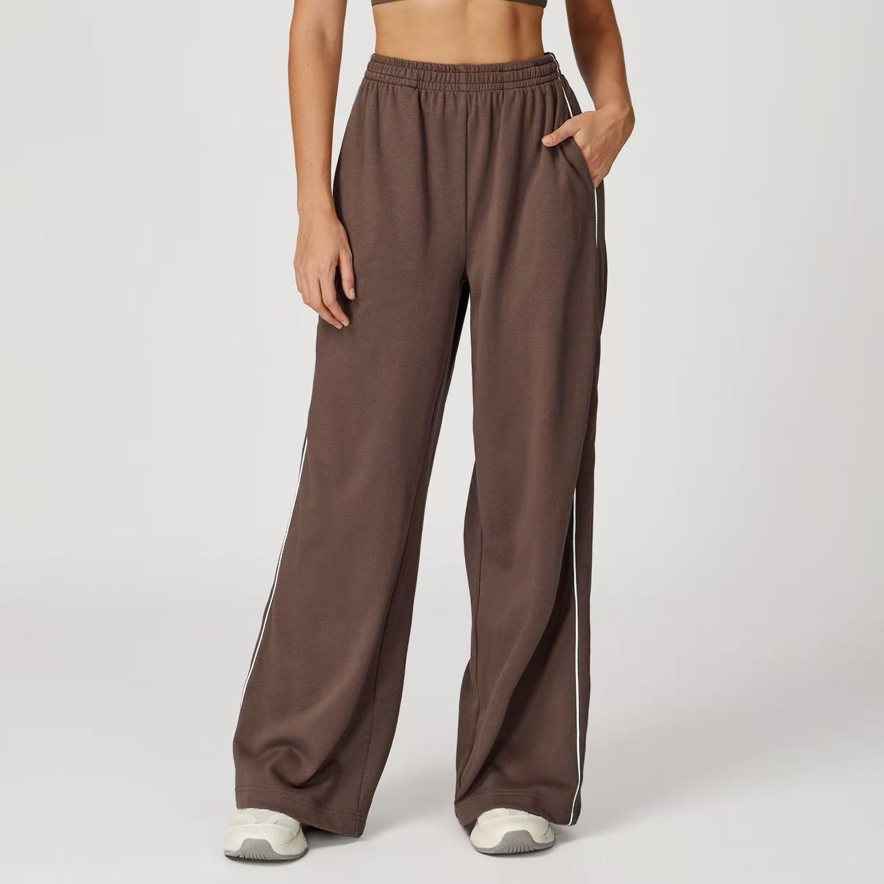 T588-901 High waisted straight leg sweatpants for outdoor casual wear