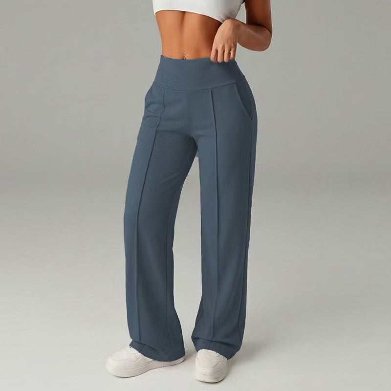 Drawstring tied solid color casual pants  E1270